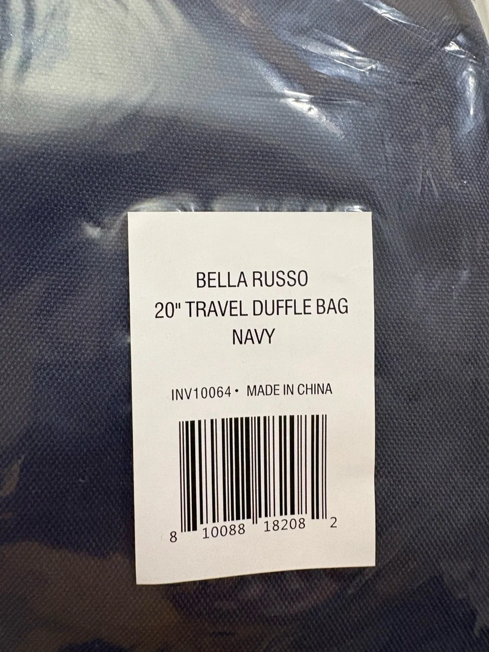 Bella Russo Navy Travel Duffel Bag with Front Pockets | 20”